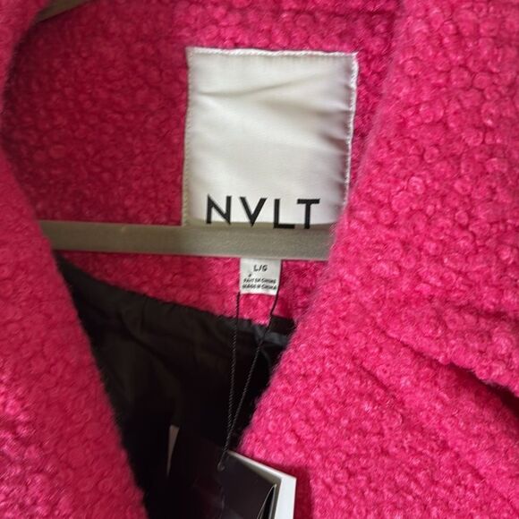 NWT- NVLT-Hot pink Faux Wool Boucle Double Breasted Coat-Size large - Picture 9 of 14